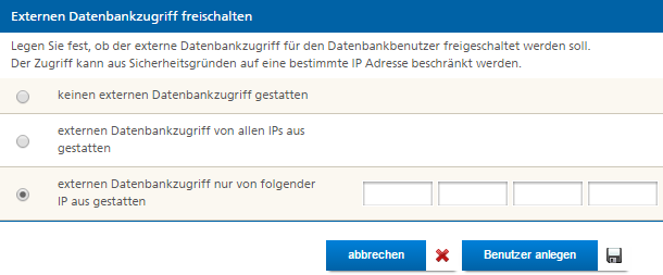 Mittwald Kundencenter externer Datenbank zugriff